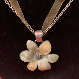 Green flower necklace.